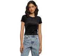 Urban Classics Ladies’ Short Velvet Mujer Camiseta Negro M 93% Polyester,7% Elastán Regular