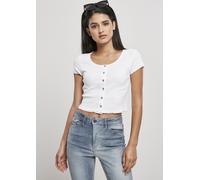 Urban Classics Ladies T-Shirt Ladies Cropped Button Up Rib Tee White 4XL