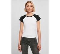 Urban Classics Ladies T-Shirt Ladies Organic Stretch Short Retro Baseball Tee White/Black 5XL