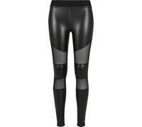 Urban Classics Ladies Tech Mesh Faux Leather Leggings, Negro, S para Mujer