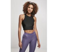 Urban Classics Ladies Top Ladies Cropped Shiny Rib Top Negro XL