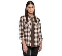 Urban Classics Ladies Turnup Checked Flanell Shirt, Camisa Mujer, Rosa/Marrón (Light Pink/Brown), 4XL