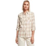 Urban Classics Ladies Turnup Checked Flanell Shirt, Camisa Mujer, whitesand/lighttaupe, 3XL