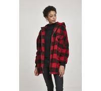 Urban Classics Ladies Winter Jacket Ladies Hooded Oversized Check Sherpa Jacket Firered/Black 4XL