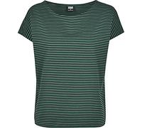 Urban Classics Ladies Yarn Dyed Baby Stripe Mujer Camiseta Verde-Negro 5XL 100% algodón Ancho