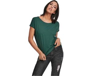 Urban Classics Ladies Yarn Dyed Baby Stripe Mujer Camiseta Verde-Negro M 100% algodón Ancho