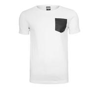 Urban Classics Leather Imitation Pocket tee Camiseta, Multicolor (Wht/blk 00224), Large para Hombre