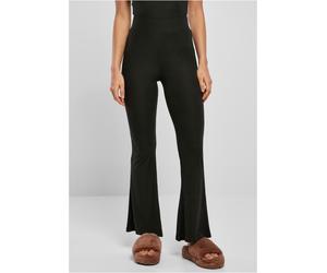 Urban Classics Leggings acampanados de cintura alta para mujer Negro XS