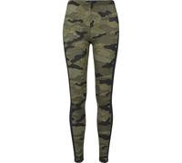 Urban Classics Leggings Camuflaje con Raya Mujer Leggins Bosque/Negro L 91% Poliester, 9% elastán