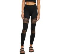 Urban Classics Leggings con Inserciones de Encaje a Ganchillo para Mujeres, Disponible en Negro, Tallas XS - 5XL