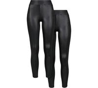 Urban Classics Leggings de Cuero sintético para Mujer, Paquete de 2, Negro y Negro, XXXL
