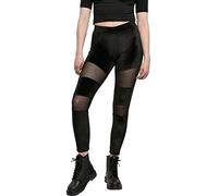 Urban Classics Leggings de Malla de Terciopelo para Mujer, Negro, S