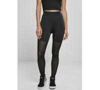 Urban Classics Leggings de mujer Leggings de cintura alta de malla Tech Transparent Negro 5XL