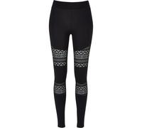 Urban Classics Leggings con Inserciones de Encaje a Ganchillo para Mujeres, Disponible en Negro, Tallas XS - 5XL
