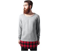 Urban Classics Long Flanell Bottom Open Edge Crewneck Gry/blk/red Talla: S | Outlet | Unisex |