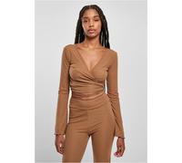 Urban Classics Mujeres Recortada Pana Envuelto Manga Larga Mujer Suéter de