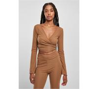 Urban Classics Mujeres Recortada Pana Envuelto Manga Larga Mujer Suéter de