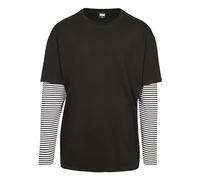 Urban Classics Oversized Double Layer Striped LS Hombre Camiseta Manga Larga Negro-Blanco XL