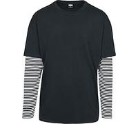 Urban Classics Oversized Double Layer Striped LS Hombre Camiseta Manga Larga Negro-Blanco XXL
