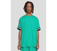 Urban Classics Camiseta de Malla de Rayas de Gran tamaño, Verde lejano, M para Hombre