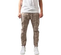 URBAN CLASSICS Pantalón jogging Camo Cargo con bolsillos de parche laterales y traseros, ajuste holgado, estampado camuflaje, cintura cordón, puños elásticos, color Beige Camo, talla 28