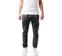 URBAN CLASSICS Pantalón jogging Camo Cargo con bolsillos de parche laterales y traseros, ajuste holgado, estampado camuflaje, cintura cordón, puños elásticos, color Gris Camo, talla 40