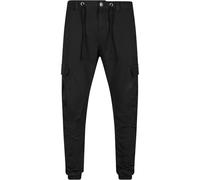 URBAN CLASSICS Pantalón jogging Cargo con bolsillos de parche 2 laterales y 2 traseros, ajuste slim fit, color liso, cintura cordón, puños elásticos, color negro, talla 3XL