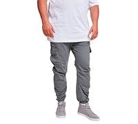 URBAN CLASSICS Pantalón jogging Cargo con bolsillos de parche 2 laterales y 2 traseros, ajuste slim fit, color liso, cintura cordón, puños elásticos, color gris, talla S