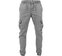 URBAN CLASSICS Pantalón jogging Cargo con bolsillos de parche 2 laterales y 2 traseros, ajuste slim fit, color liso, cintura cordón, puños elásticos, color gris, talla 3XL