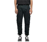 URBAN CLASSICS Pantalón jogging Cargo con bolsillos de parche 2 laterales y 2 traseros, ajuste slim fit, color liso, cintura cordón, puños elásticos, color verde, talla L