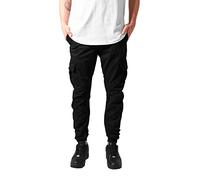 URBAN CLASSICS Pantalón jogging Cargo con bolsillos de parche 2 laterales y 2 traseros, ajuste slim fit, color liso, cintura cordón, puños elásticos, color negro, talla 5XL