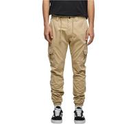 URBAN CLASSICS Pantalón jogging Cargo con bolsillos de parche 2 laterales y 2 traseros, ajuste slim fit, color liso, cintura cordón, puños elásticos, color beige, talla L