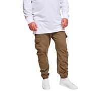 URBAN CLASSICS Pantalón jogging Cargo con bolsillos de parche 2 laterales y 2 traseros, ajuste slim fit, color liso, cintura cordón, puños elásticos, color verde, talla XS