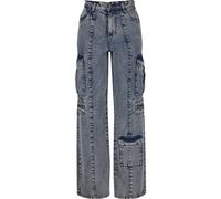 Urban Classics TB6925-Ladies Loose Utility Denim Pants, Dirty Washed, 29 Women's
