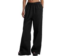 Urban Classics Pantalones Anchos Mixtos de Lino para Mujer, Negro, XXXXXL