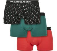 Urban Classics Pantalones Calzoncillos Orgánicos X-Mas 3-Pack Nicolaus Aop+Treegreen+Popred S