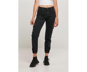 Urban Classics Pantalones cargo vaqueros orgánicos elásticos negros lavados para mujer 28