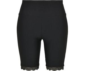 Urban Classics Pantalones cortos de ciclismo con cintura alta y dobladillo de encaje Negro S