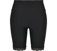 Urban Classics Pantalones cortos de ciclismo con cintura alta y dobladillo de encaje Negro XS