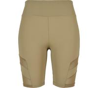 Urban Classics Pantalones cortos de ciclismo de malla de cintura alta para mujer de color caqui S