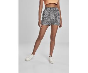 Urban Classics Pantalones Cortos Señoras Pantalones Cortos AOP Viscosa Resort Bandana Negro/Negroite M