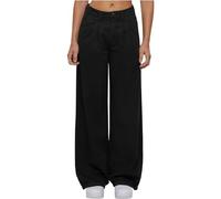 Urban Classics Pantalones de algodón Plisados orgánicos para Mujer, Negro, W26