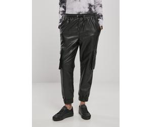 Urban Classics Pantalones de mujer Pantalones cargo de piel sintética negros L