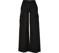Urban Classics Pantalones de mujer Pantalones cargo de sarga de cintura alta y pernera ancha 29