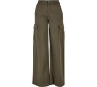 Urban Classics Pantalones de mujer Pantalones cargo de sarga de cintura alta y pernera ancha 34