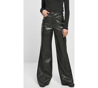 Urban Classics Pantalones de mujer Pantalones de pierna ancha de imitación de cuero negro 27