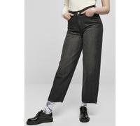 Urban Classics Pantalones de mujer Pantalones vaqueros de cintura alta y pierna ancha negros lavados 29