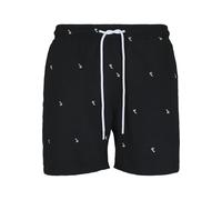 Urban Classics Pattern Palm Hombre Bañador Negro/Aceituna 100% poliéster