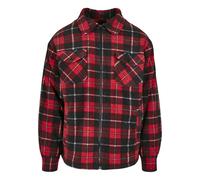 Urban Classics Chaqueta forro teddy a cuadros entretiempo 100% poliéster Hombre Negro/Rojo L