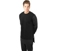 Urban Classics Pullover Long Zipped Leather Imitation Crewneck Black M